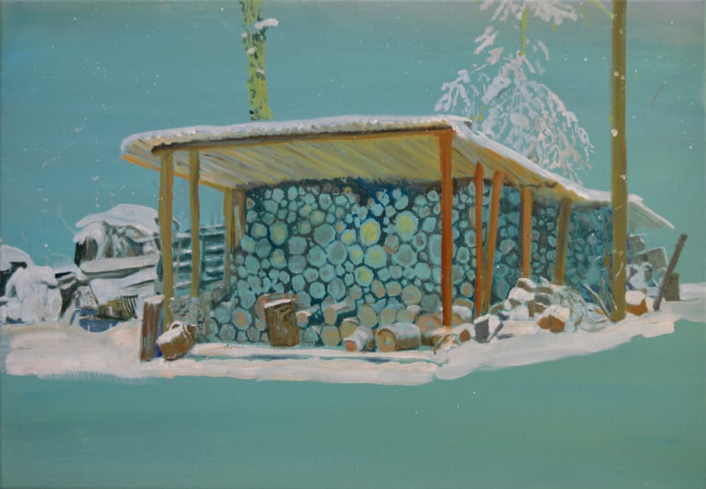 Winter Firewood Stack by Karin Bos — canvas wall art