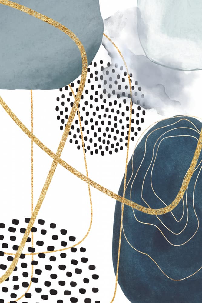 Abstract Blue Gold Composition by Sally Ann Moss — canvas wall art