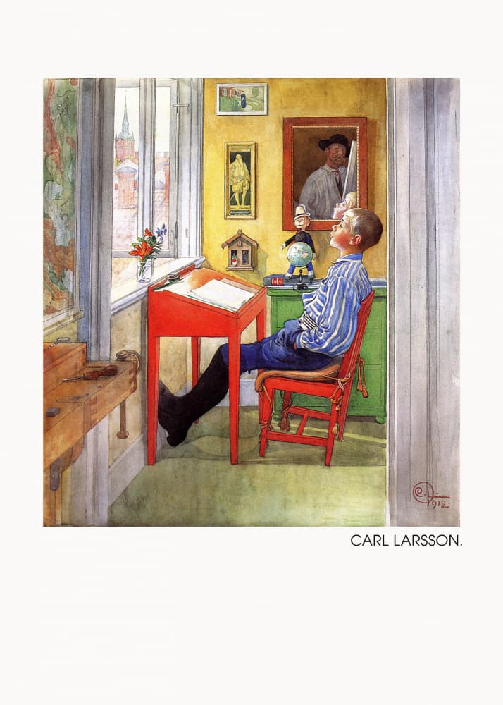 Esbjorn Doing His Homework by Carl Larsson — canvas wall art