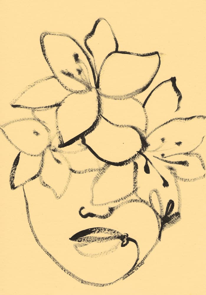 Minimalist Floral Face by Santhosh ch — canvas wall art