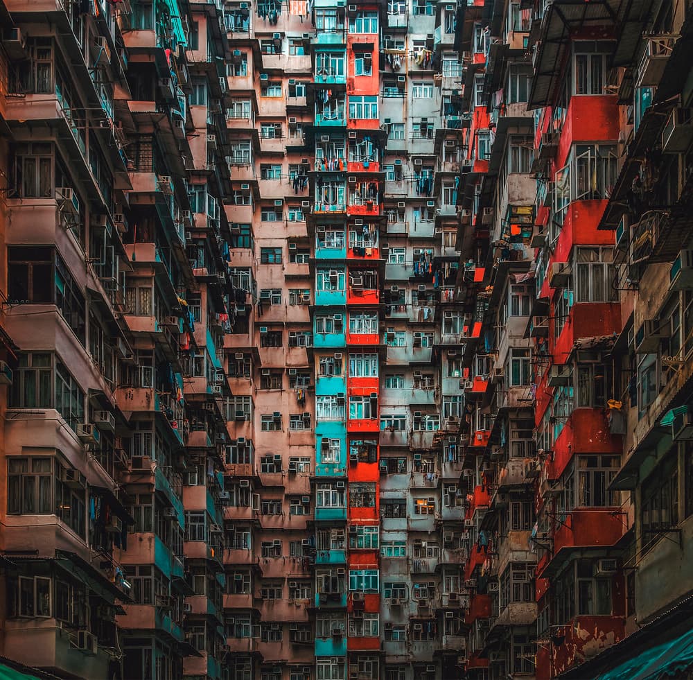 Colorful Apartment Blocks by AN POTO — canvas wall art