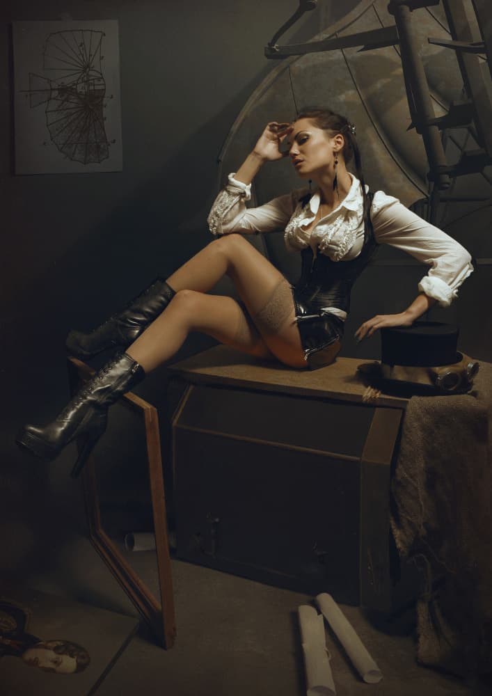 Pensive Steampunk Woman by igor_voloshin — canvas wall art