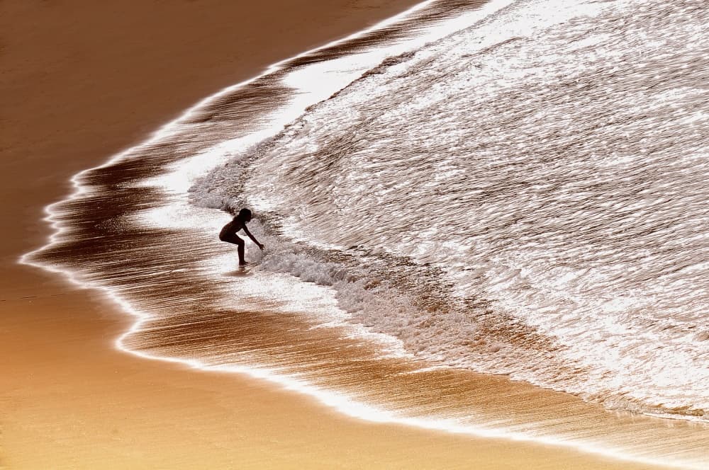 Golden Beach Wave Play by Saeed Dhahi — canvas wall art
