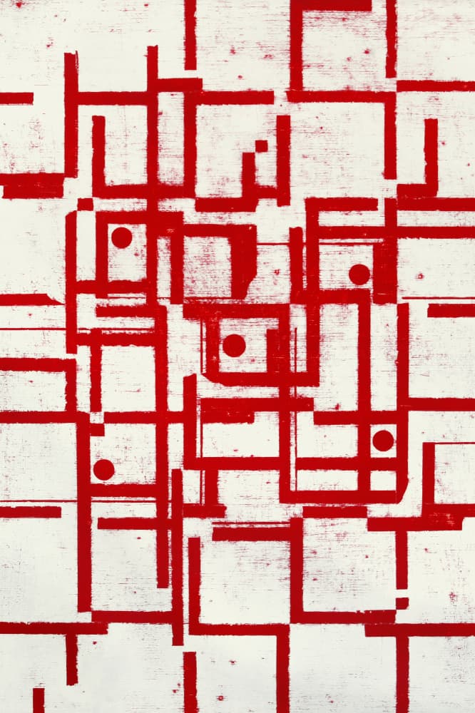 Abstract Red Labyrinth by Petr Strnad — canvas wall art