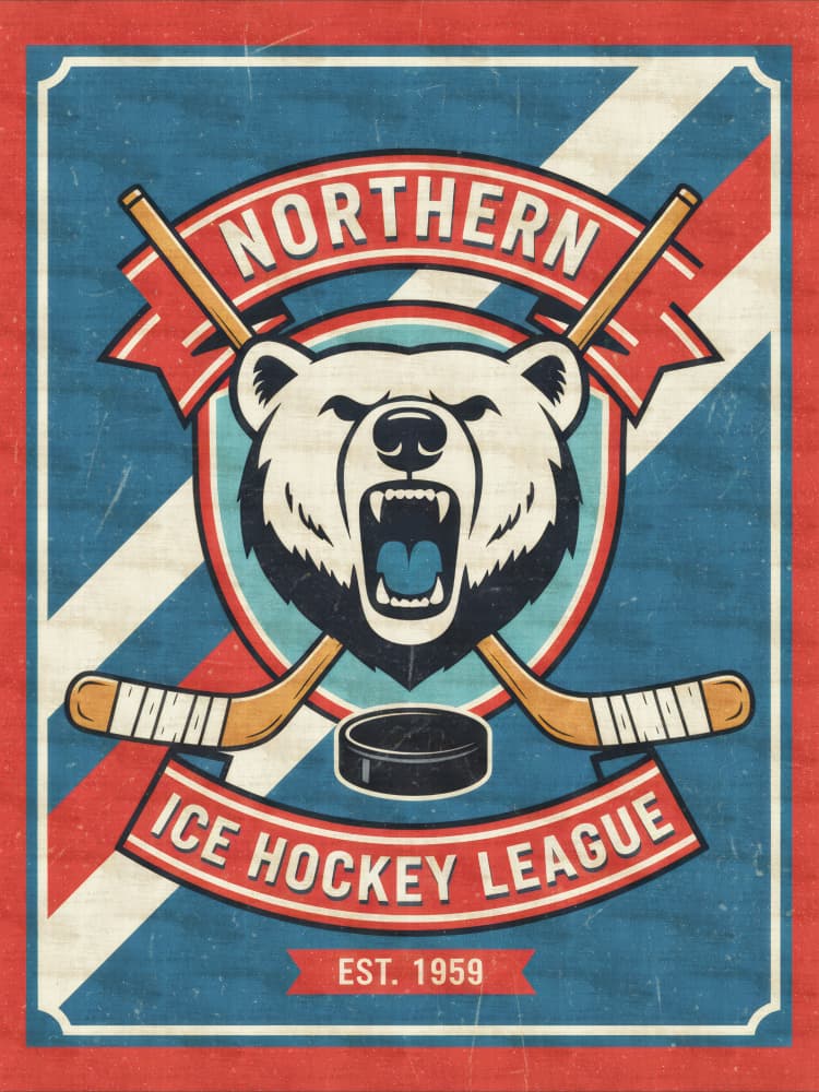 Northern Ice Hockey Bear by Andreas Magnusson — canvas wall art
