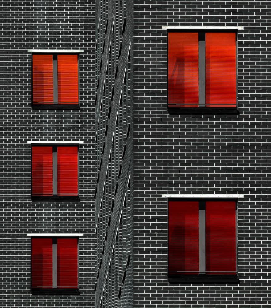Vibrant Red Windows by Tomasz Buczkowski ( Tomush ) — canvas wall art