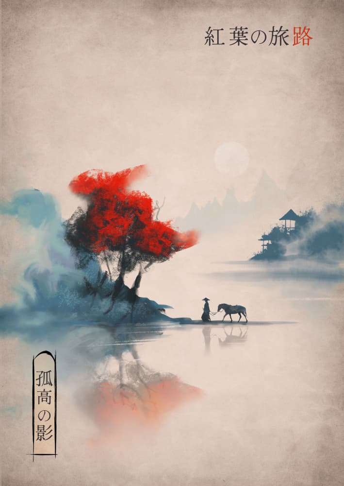 Red Autumn Journey by Fadil Roze — canvas wall art