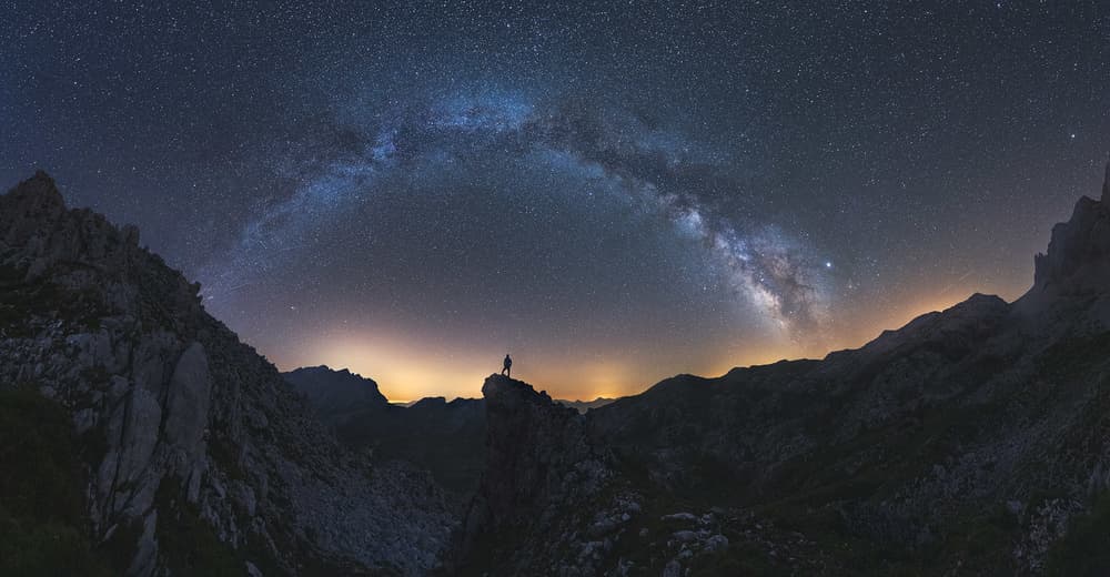 Milky Way Mountain Night by Carlos Gonzalez — canvas wall art