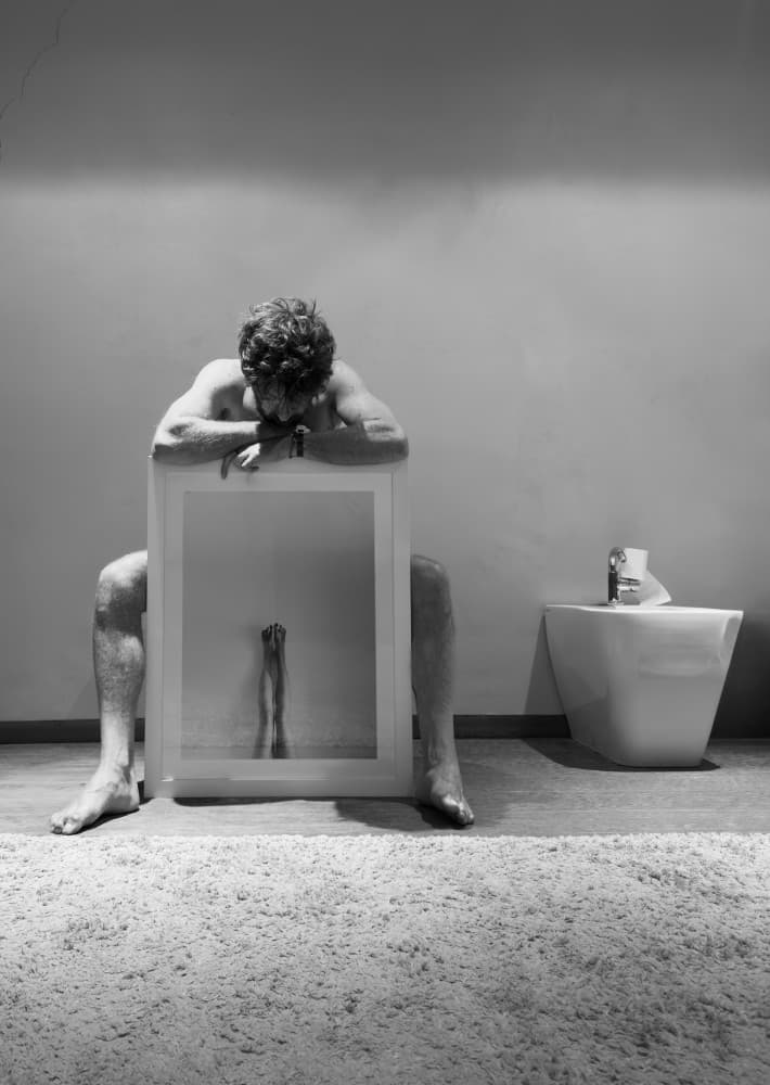 Contemplating Nude Man by Davide Barzaghi — canvas wall art