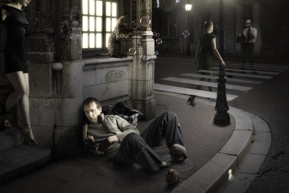 Urban Night Solitude by Christophe Kiciak — canvas wall art