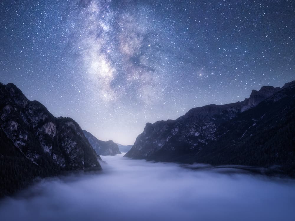 Milky Way Mountain Mist by Daniel Gastager — canvas wall art