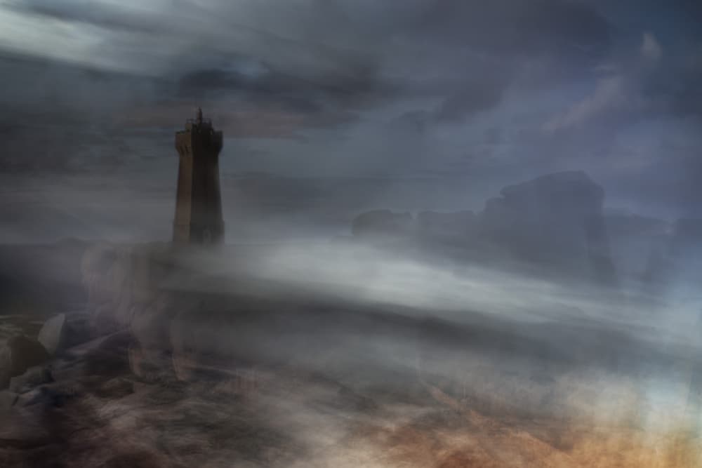 Moody Lighthouse Mist by Liesbeth van Asselt — canvas wall art