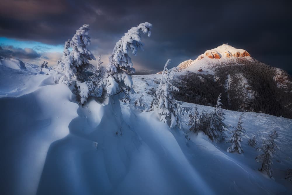 Golden Winter Peak by Szabo Zsolt Andras — canvas wall art