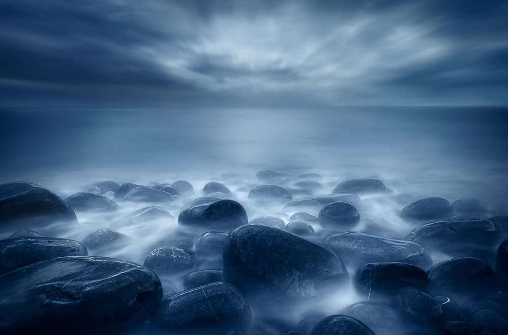 Misty Blue Seascape by Fran Osuna — canvas wall art