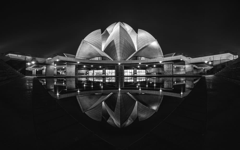 Lotus Temple Night Reflection by Vivek Kalla — canvas wall art