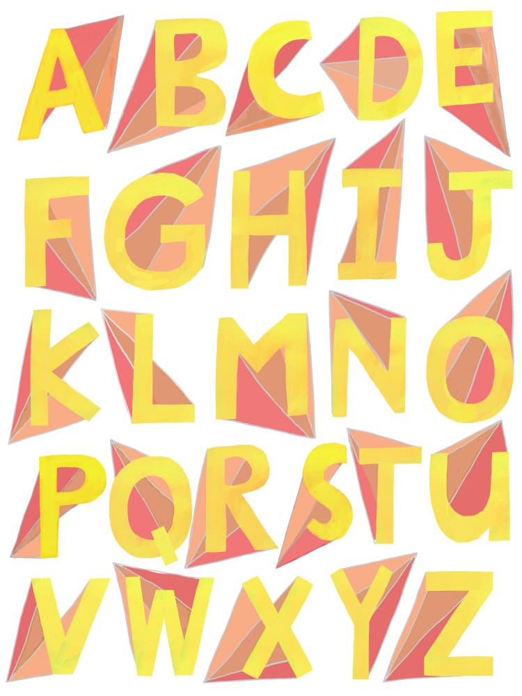 Yellow Geometric Alphabet by Carla Daly — canvas wall art