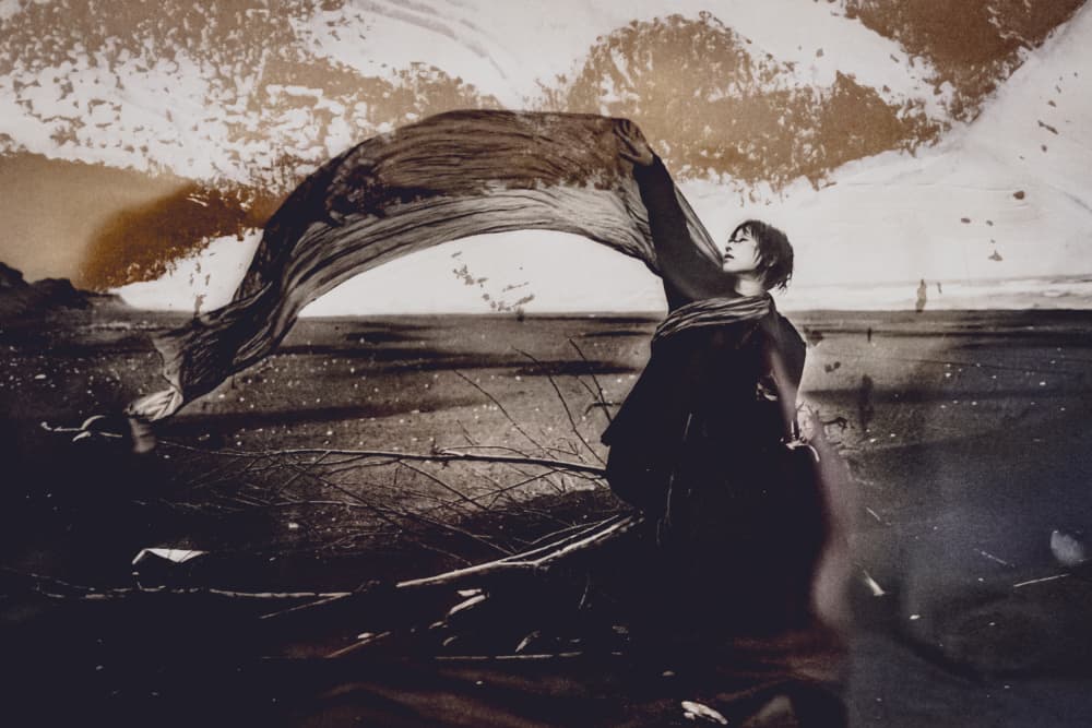 Dreamy Flowing Fabric Woman by Kurosaki Sangan — canvas wall art