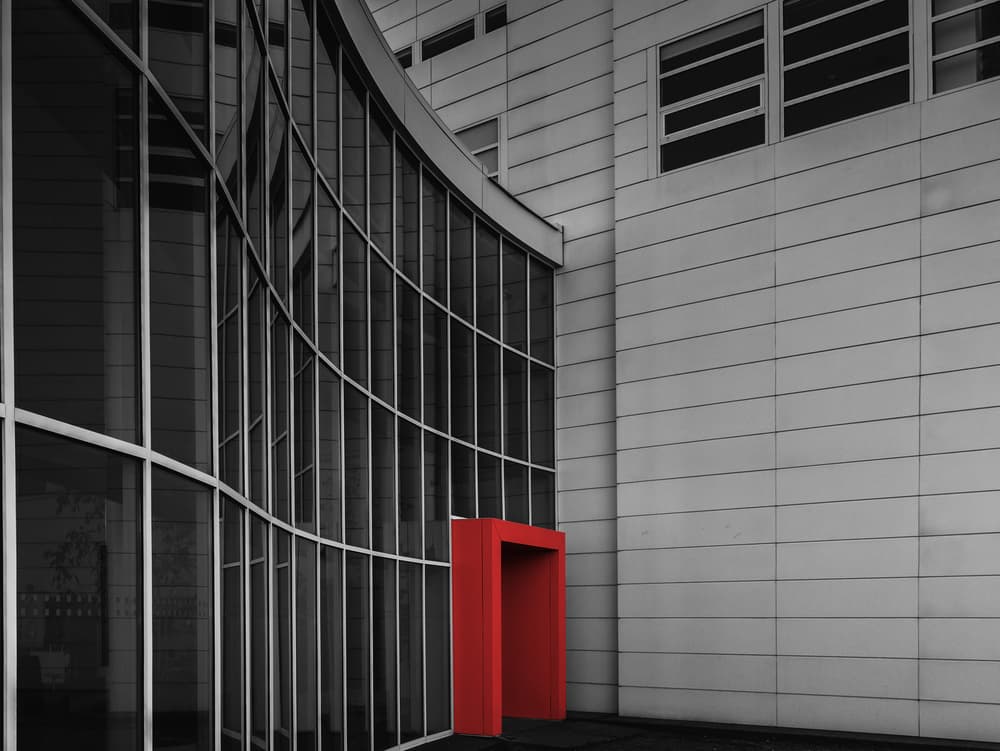 Red Door Architectural Contrast by Jois Domont ( J.L.G.) — canvas wall art