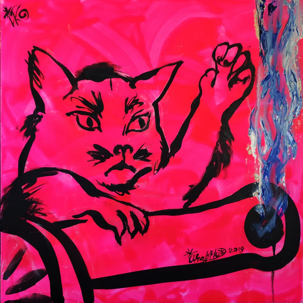 Fierce Pink Feline by Kanat Ibragimov — canvas wall art
