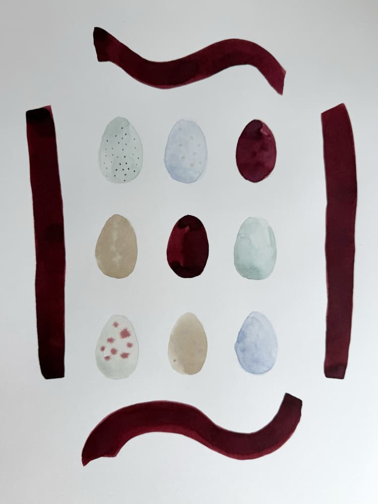 Soft Watercolor Eggs by Carola Cedell — canvas wall art