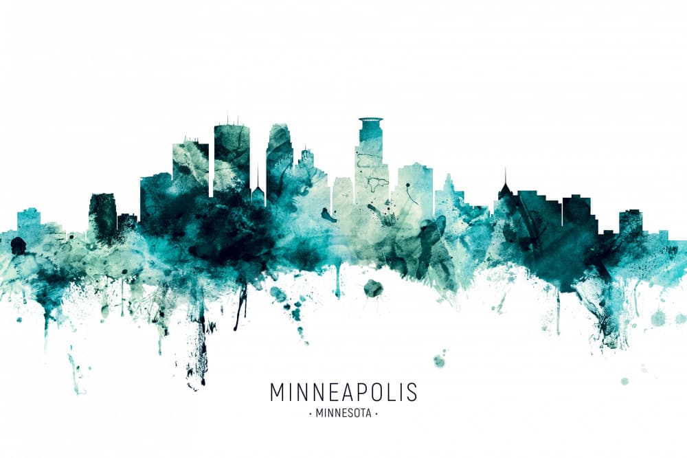 Minneapolis City Skyline by Michael Tompsett — canvas wall art