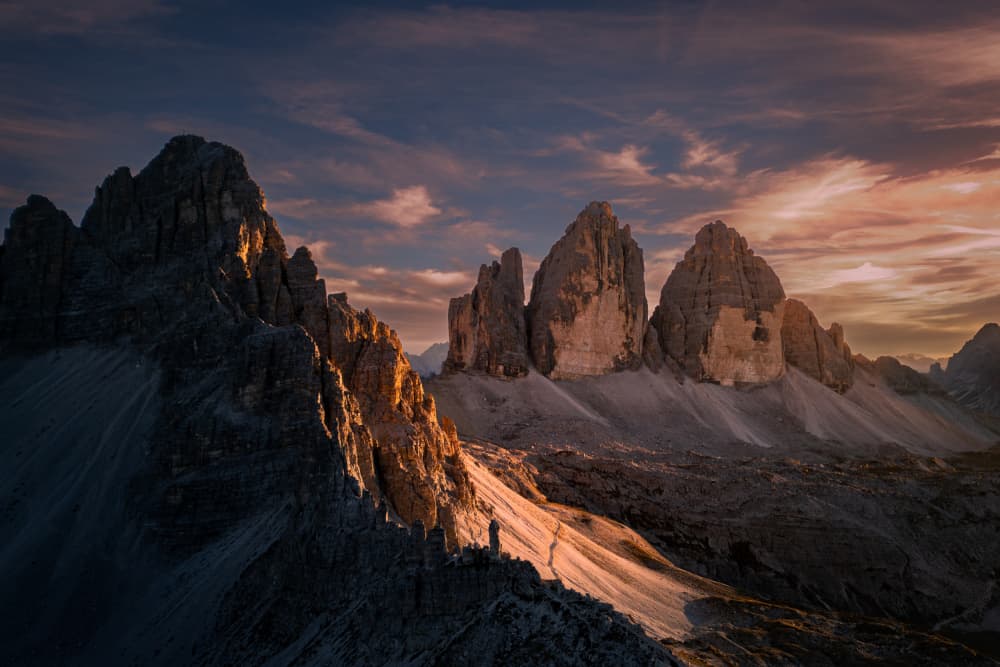 Tre Cime Golden Hour by Bing Li — canvas wall art