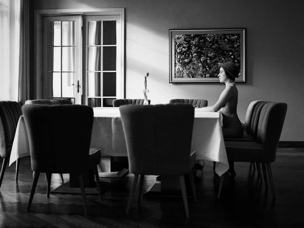Pensive Woman Dining Room by Rafał Kaźmierczak — canvas wall art