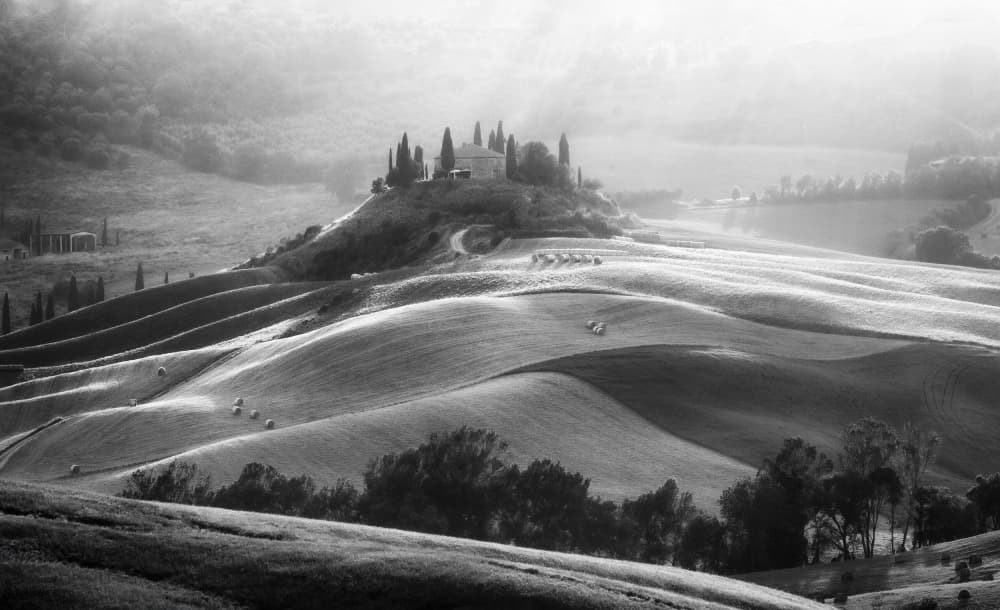 Misty Tuscan Hillside by Sebastian Prioteasa — canvas wall art
