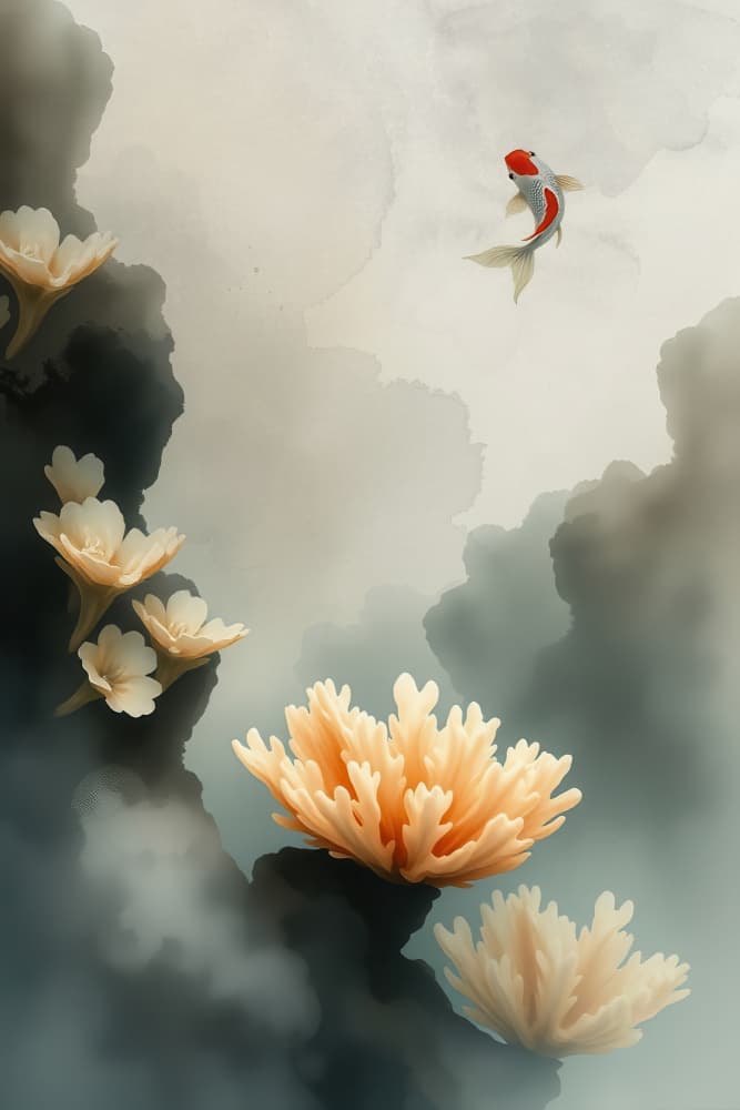 Ethereal Koi Bloom by Fadil Roze — canvas wall art