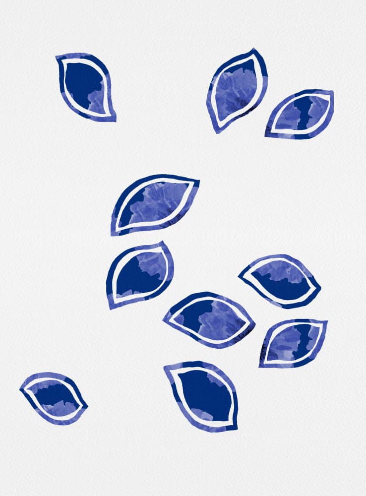 Floating Blue Petals by Michele Channell — canvas wall art