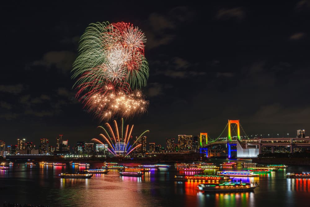 Tokyo Fireworks Night Celebration by JUNKO TORIKAI — canvas wall art