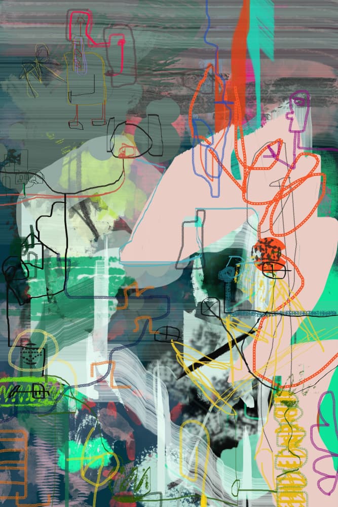 Vibrant Abstract Network by Pelin Atilla — canvas wall art