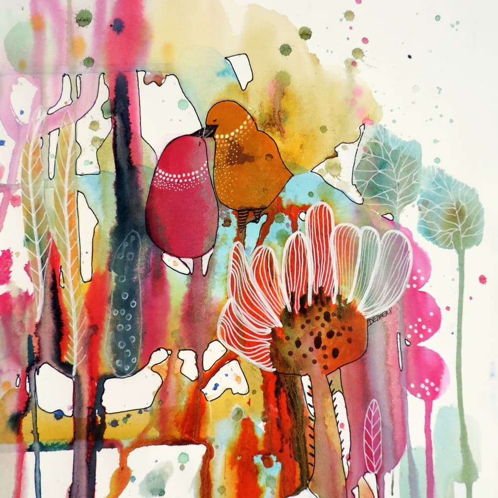 Whimsical Love Birds by Sylvie Demers — canvas wall art