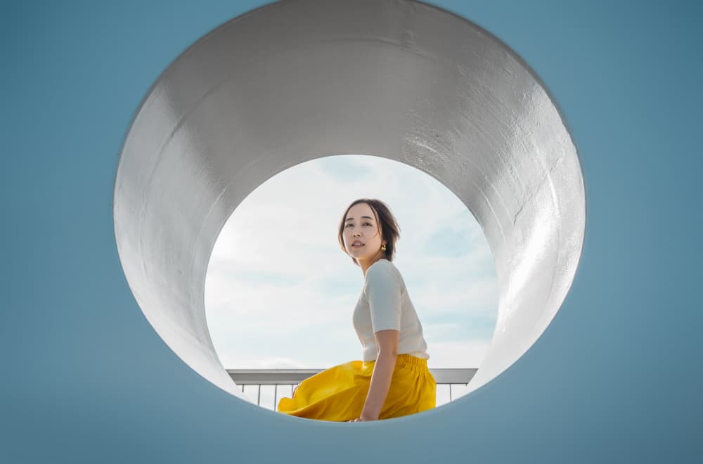 Woman in Blue Circle by Satoshi Sakai — canvas wall art