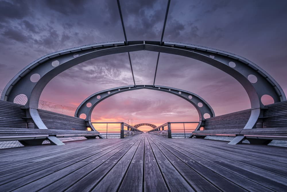 Modern Pier Sunset View by fotomarion — canvas wall art