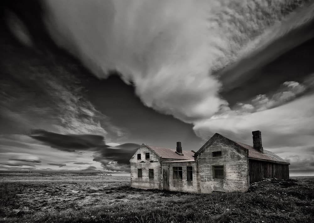 Abandoned Houses Dramatic Sky by Þorsteinn H. Ingibergsson — canvas wall art