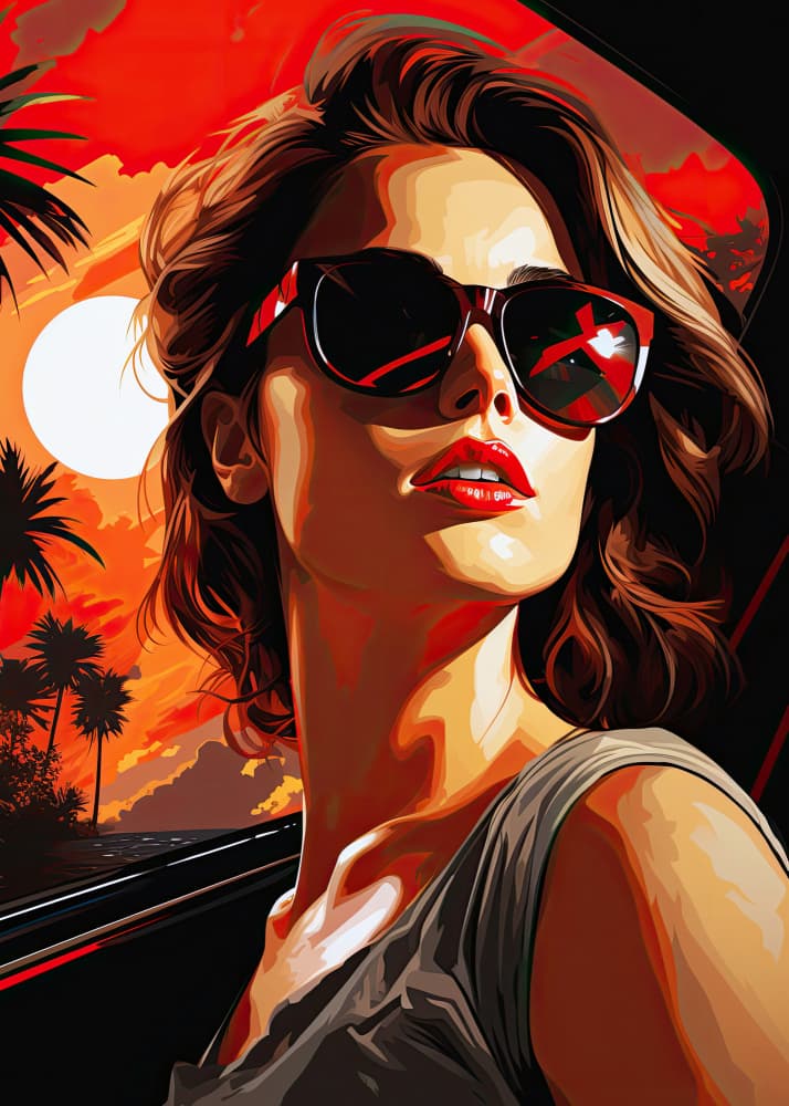 Stylish Sunset Driver by Justyna Jaszke — canvas wall art
