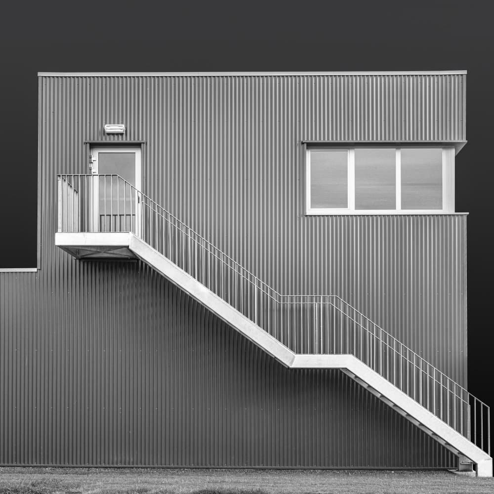 Modern Industrial Stairs by Luc Vangindertael (laGrange) — canvas wall art