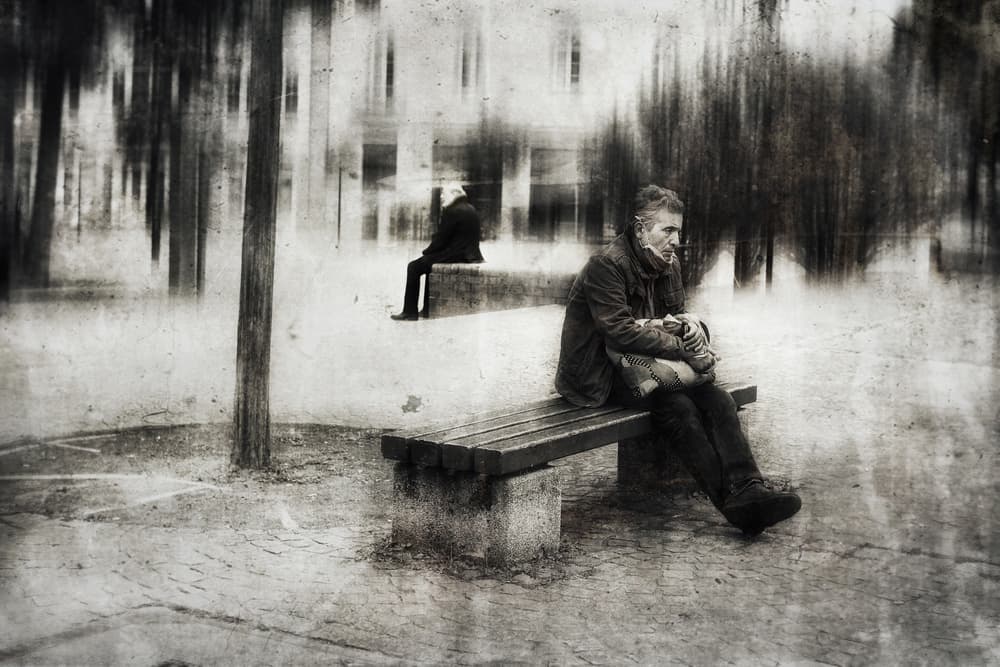 Pensive Man Urban Scene by Holger Droste — canvas wall art