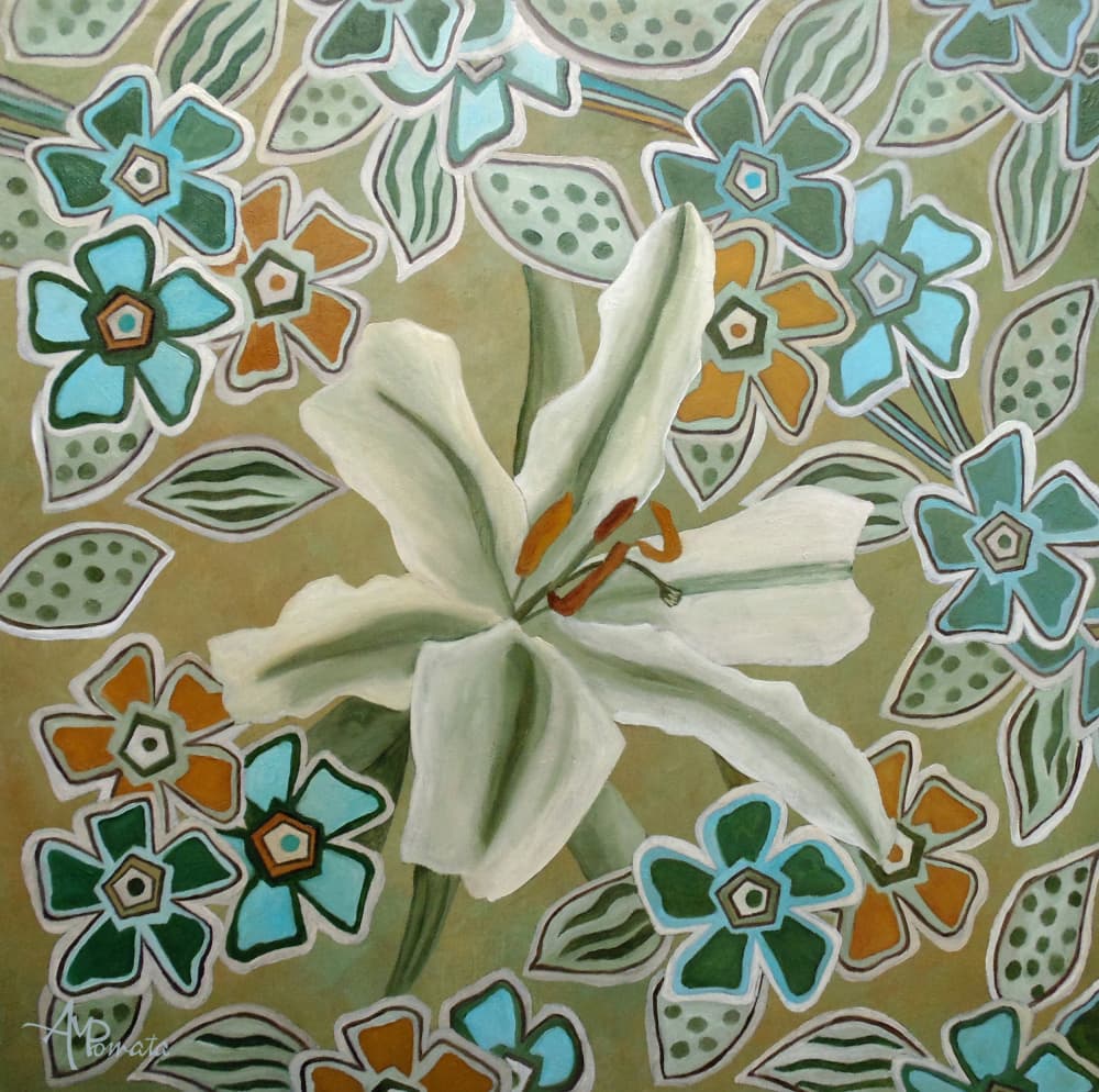 White Lily Garden by Angeles M. Pomata — canvas wall art