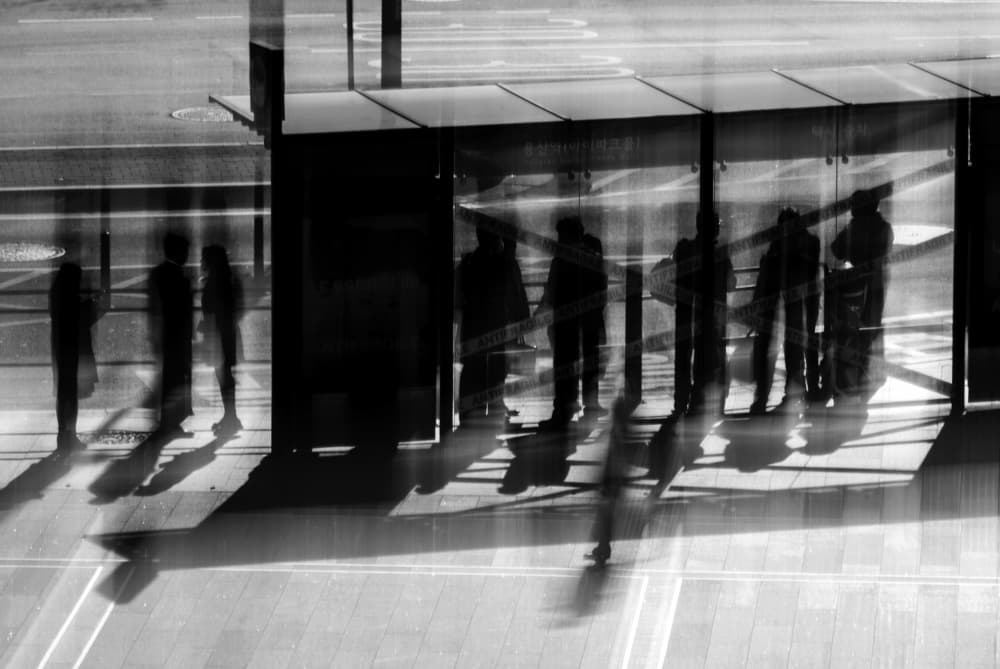 Urban Shadows Waiting by HAN dong hee — canvas wall art