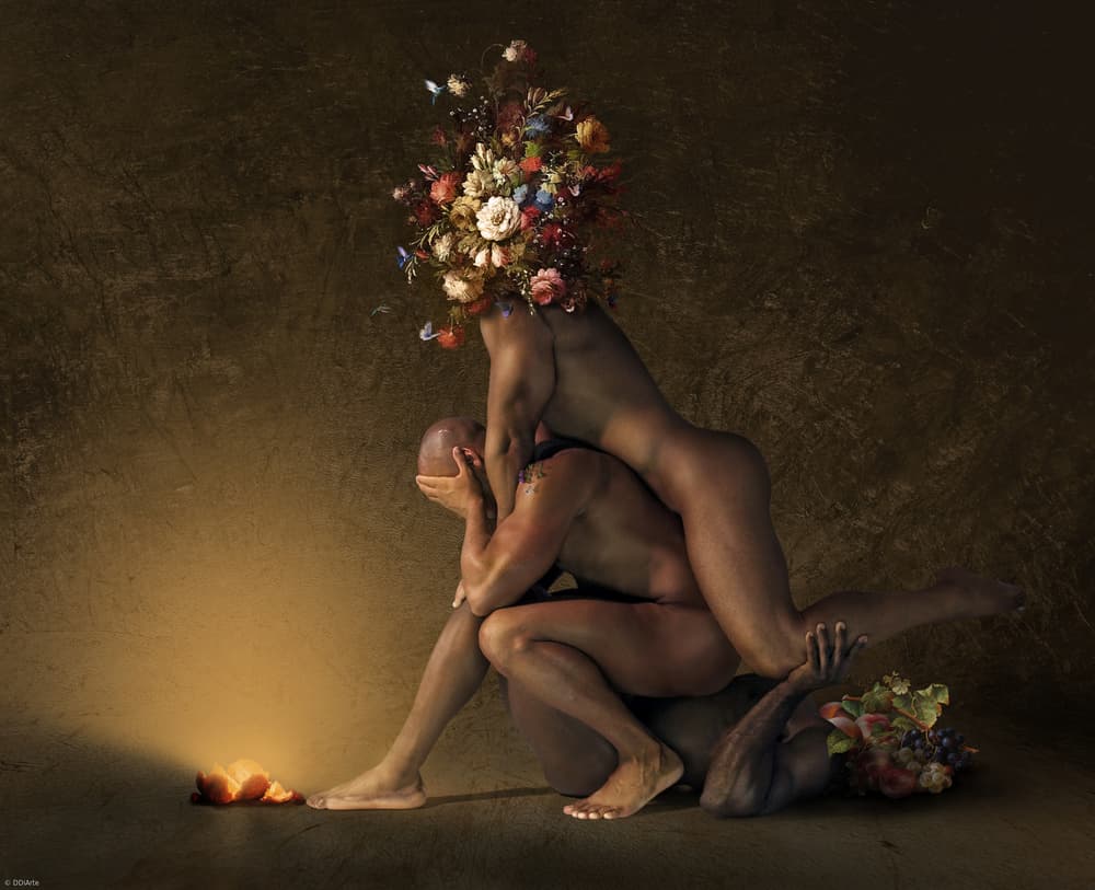 Floral Nude Embrace by DDiArte — canvas wall art