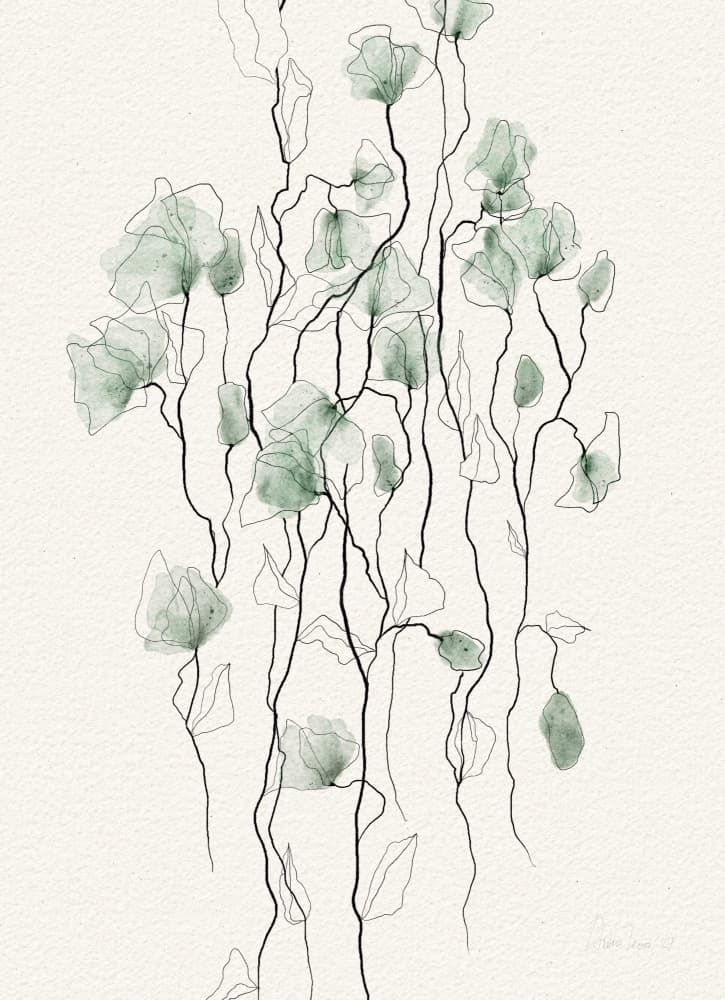 Flowing Green Florals by Ankie Kooi — canvas wall art