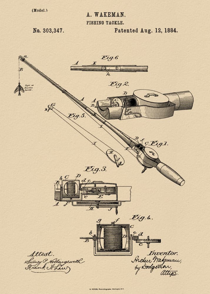 Vintage Fishing Tackle Patent by Andreas Magnusson — canvas wall art