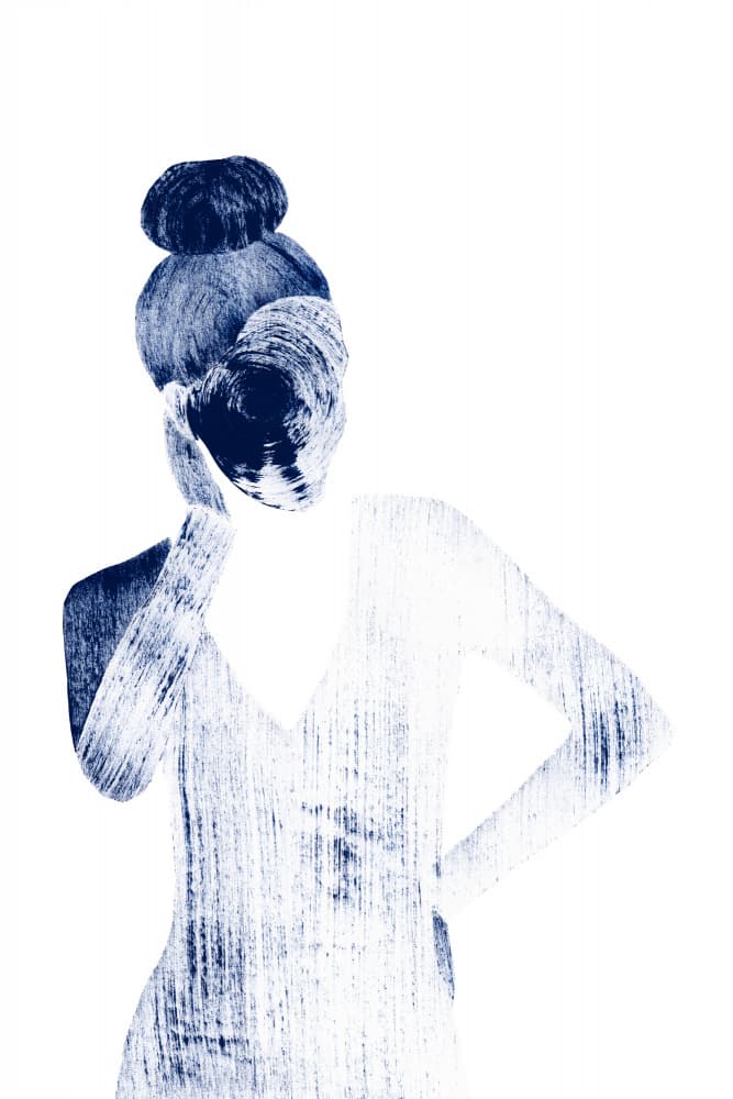 Thoughtful Blue Figure by Anja Runfors Essén — canvas wall art