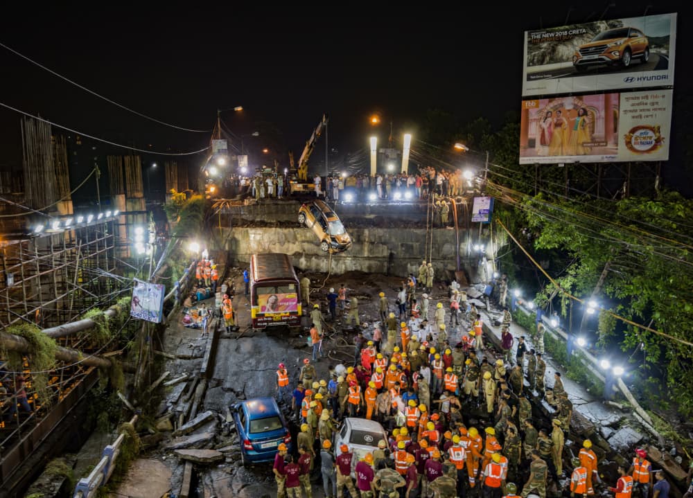 Night Bridge Collapse by Avijit Sheel — canvas wall art