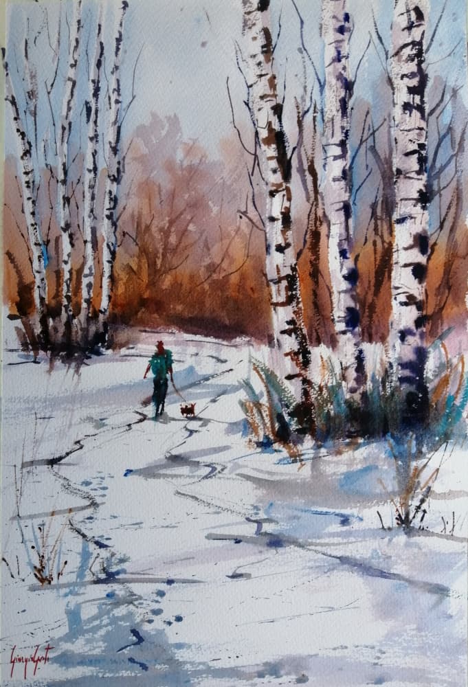 Winter Birch Forest Walk by Giorgio Gosti — canvas wall art