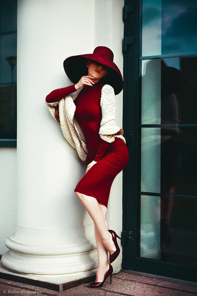 Mysterious Woman Red Dress by Ruslan Bolgov — canvas wall art