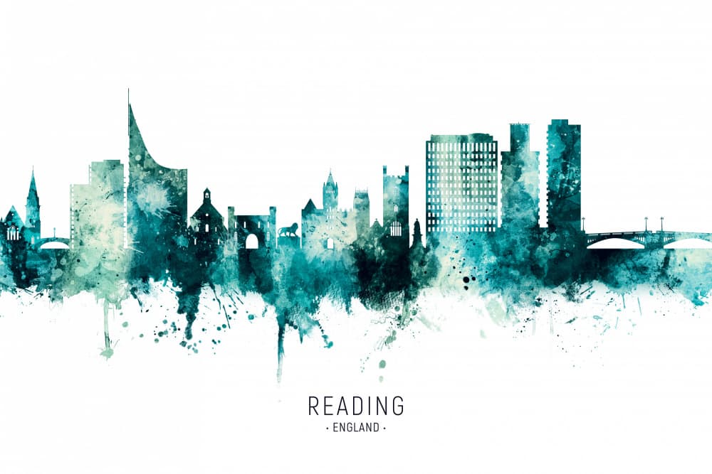 Reading England Skyline by Michael Tompsett — canvas wall art