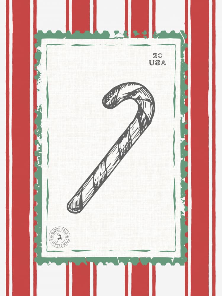 Classic Candy Cane Stamp by Jolly and Dash — canvas wall art